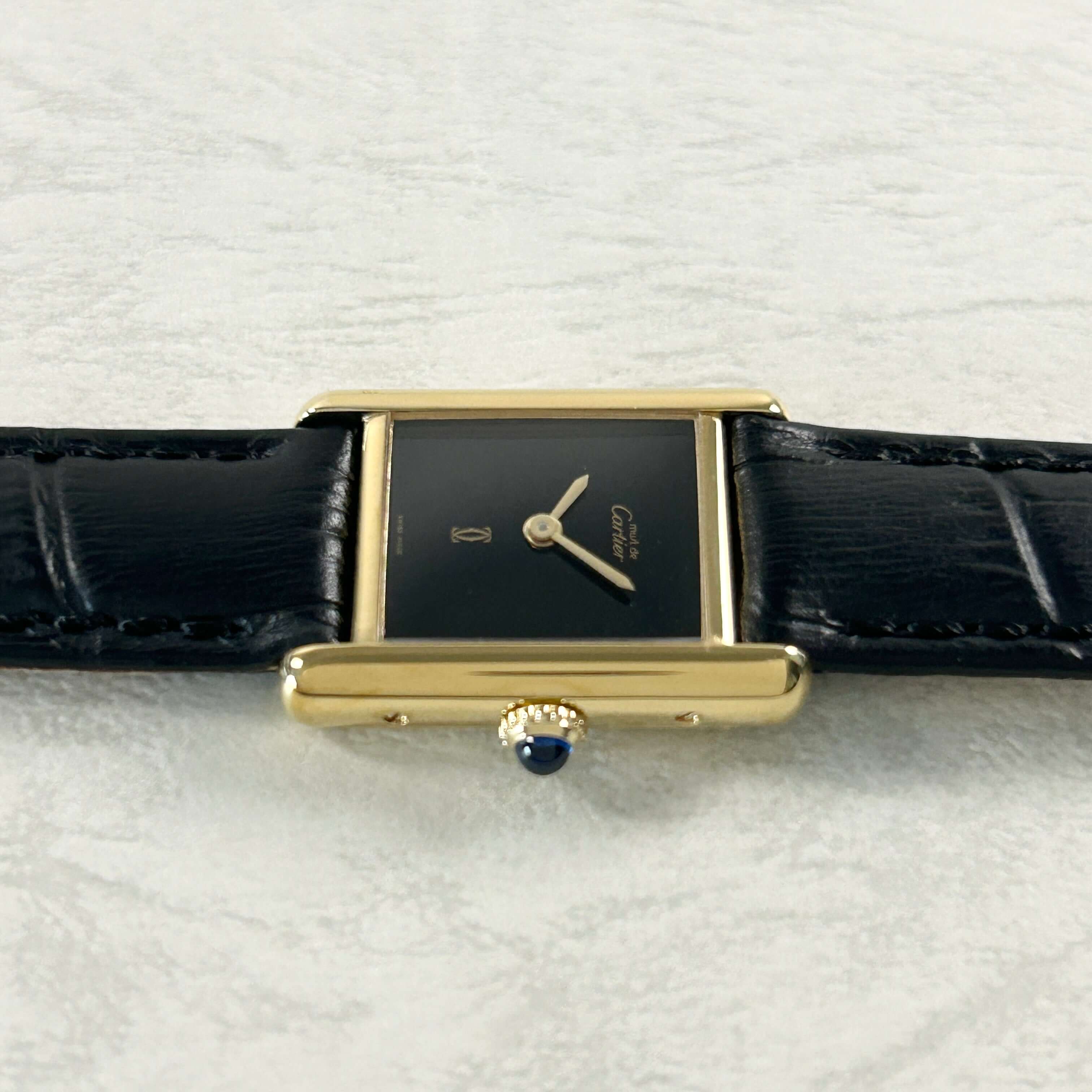 Cartier】カルティエ マストタンク SM 手巻きオニキス 永久保証書付き
