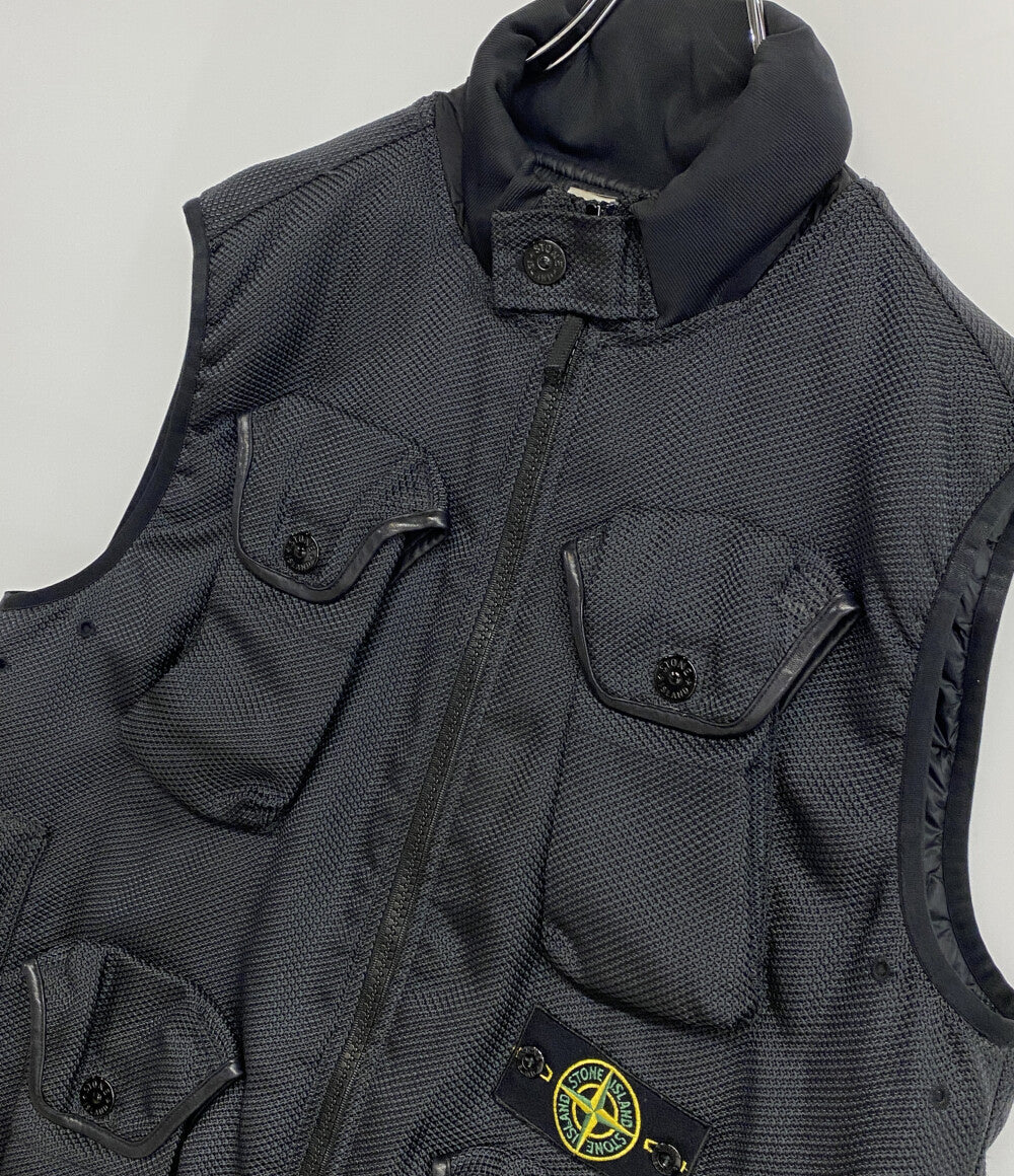 STONE ISLAND ベスト MODFIED PANAMA NYLON LEATHER VEST 中綿 メンズ