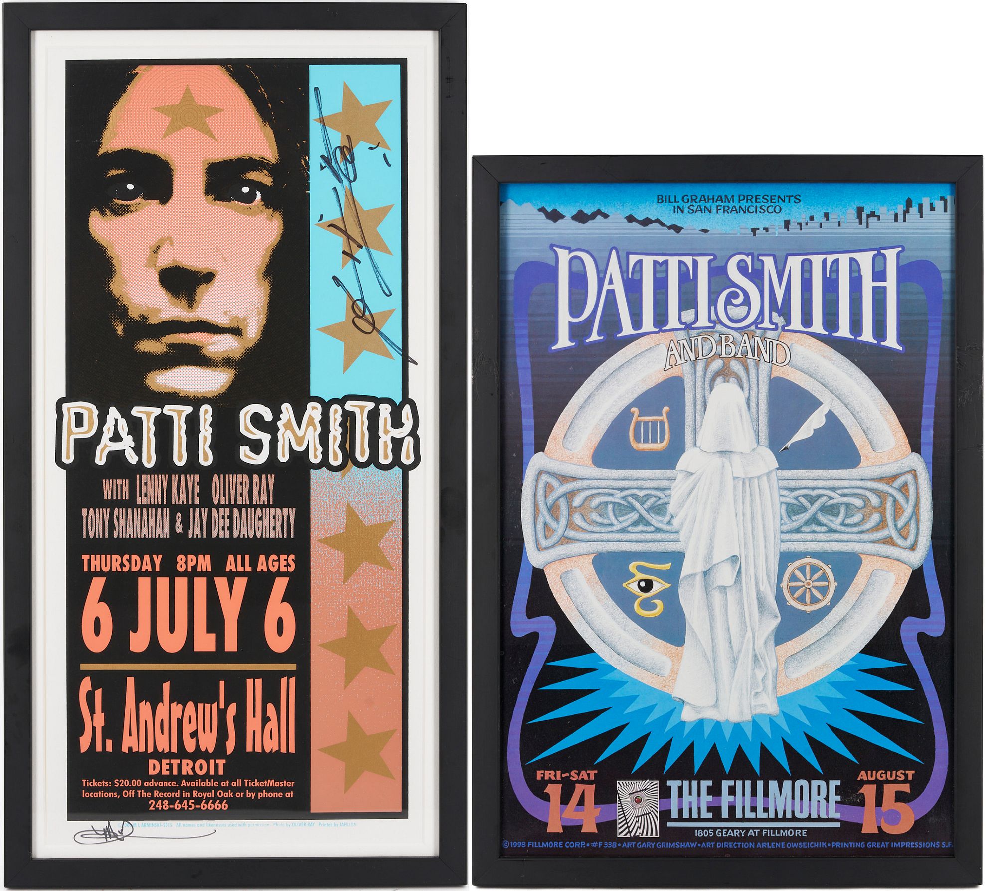 2 Framed Patti Smith Concert Posters, 1 Double Signed sold at
