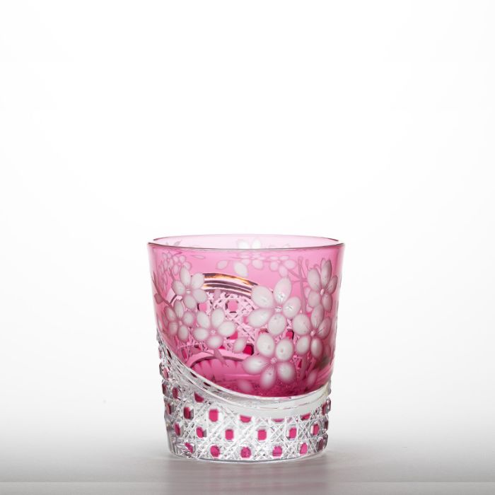 M-523-R 富士桜文様 ぐい呑 アカ – 硝子工房 彩鳳