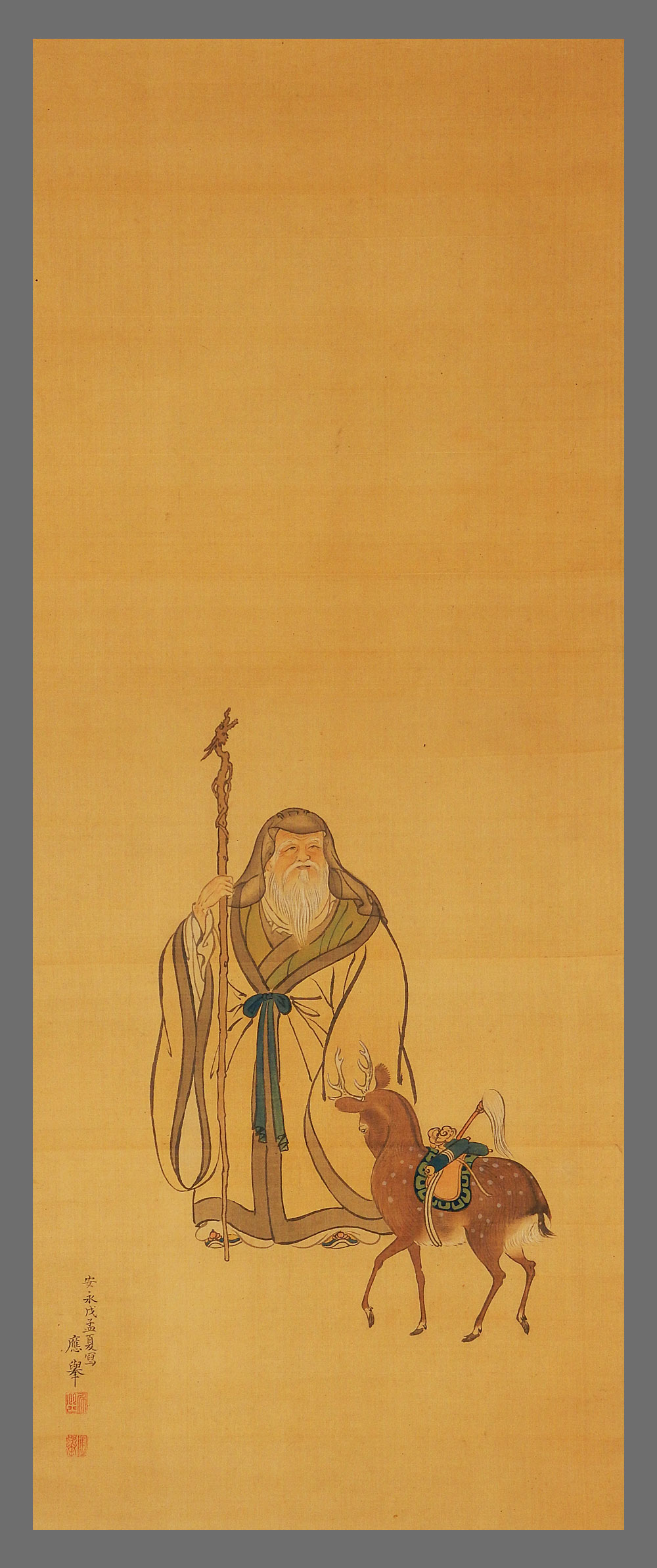 AKa5782円山応挙肉筆掛軸マクリ額④