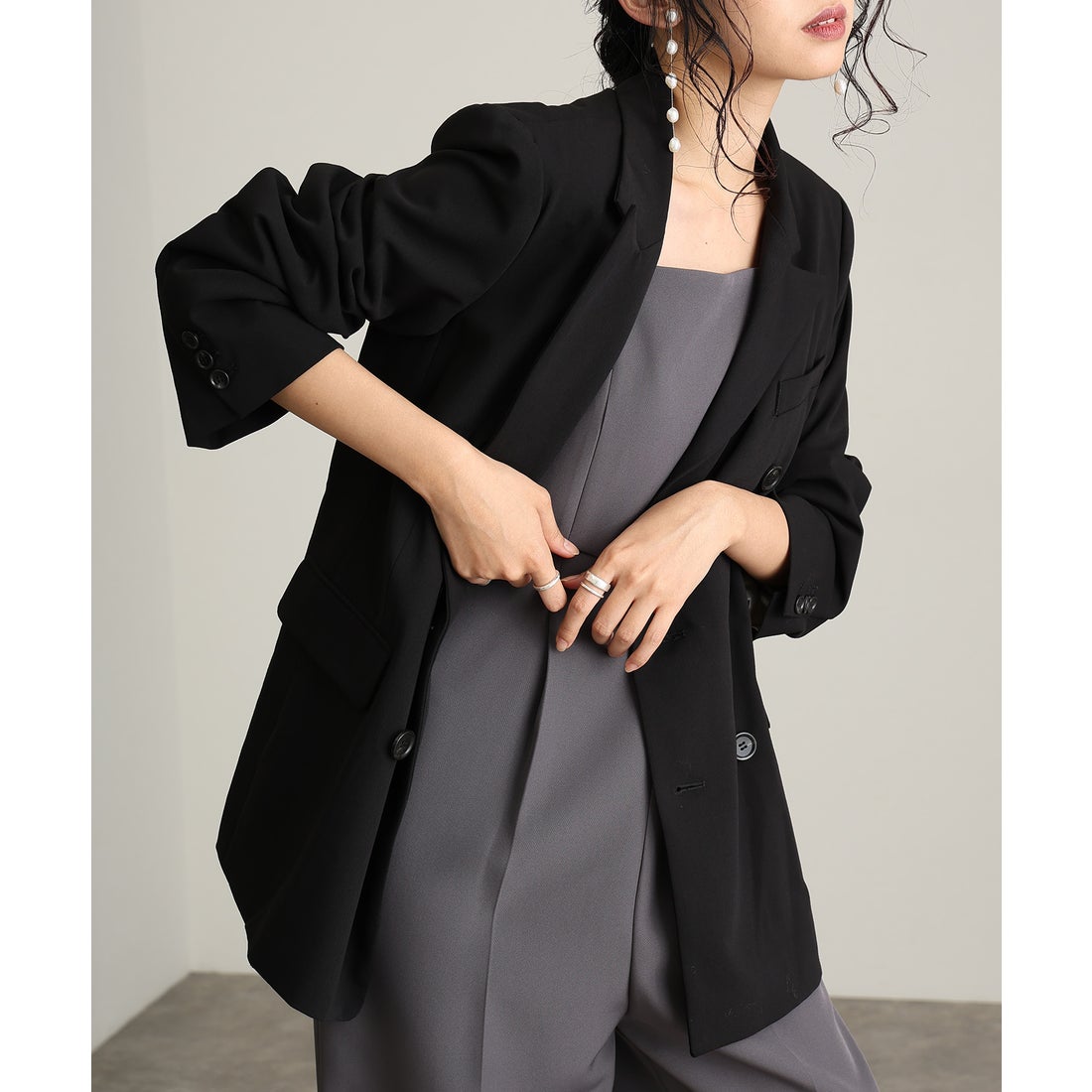 プールヴー PourVous ダブル・ブレストジャケットパーティードレス