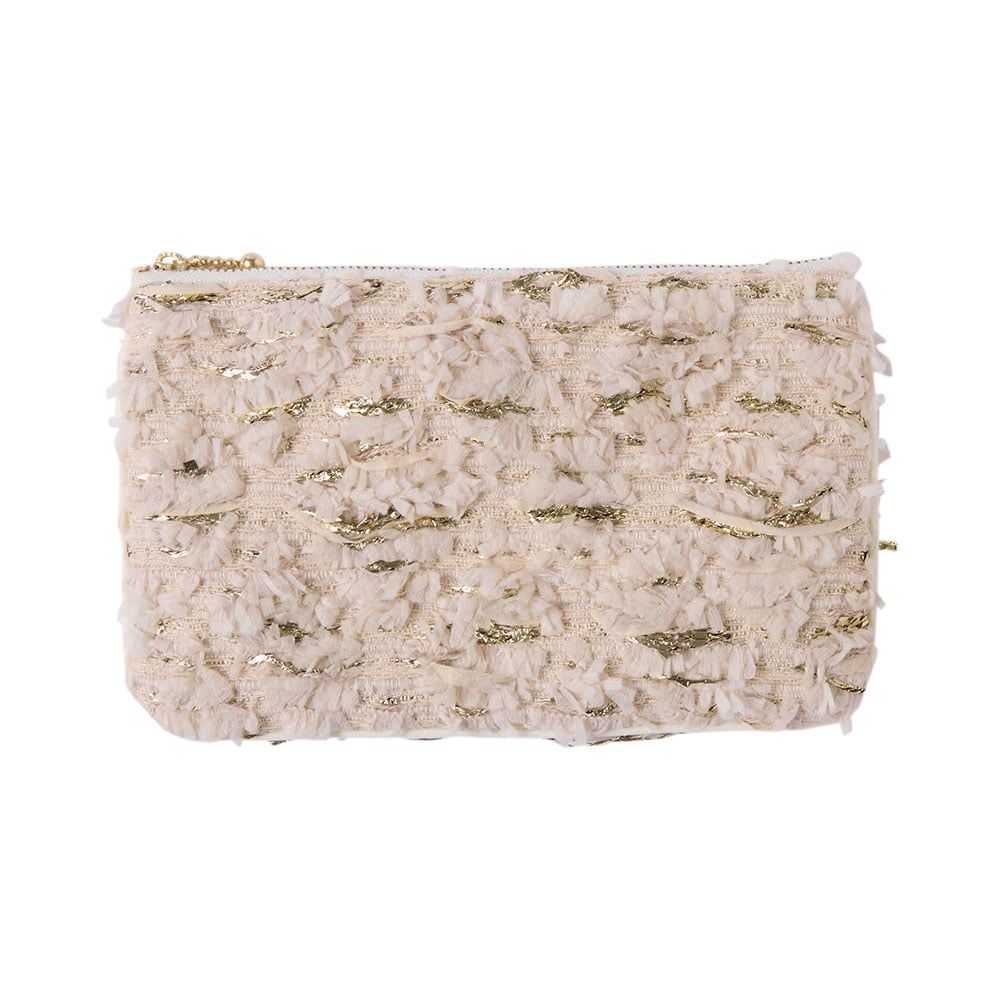 婦人画報別注】マリアケントツイード 巾着バッグ＆ポーチ(アイボリー