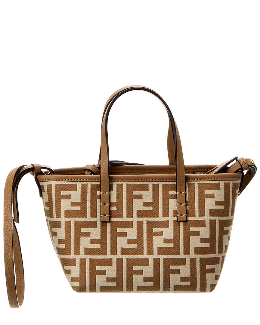 FENDI Mini Roll Ff Jacquard Leather-trim Tote | ShopSimon