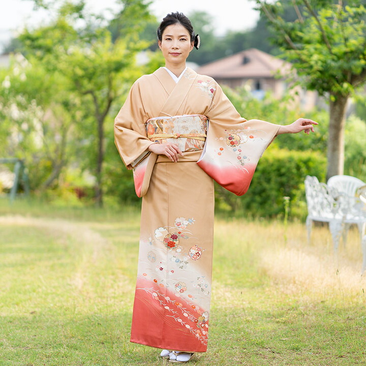 楽天市場】【レンタル】高級正絹 着物 訪問着 留袖 フルセット 珊瑚色