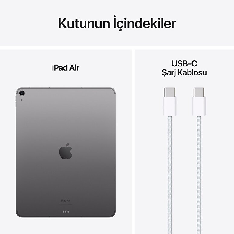 Apple 13 inç iPad Air M2 WiFi + Cellular 128GB Uzay Grisi | Troyestore