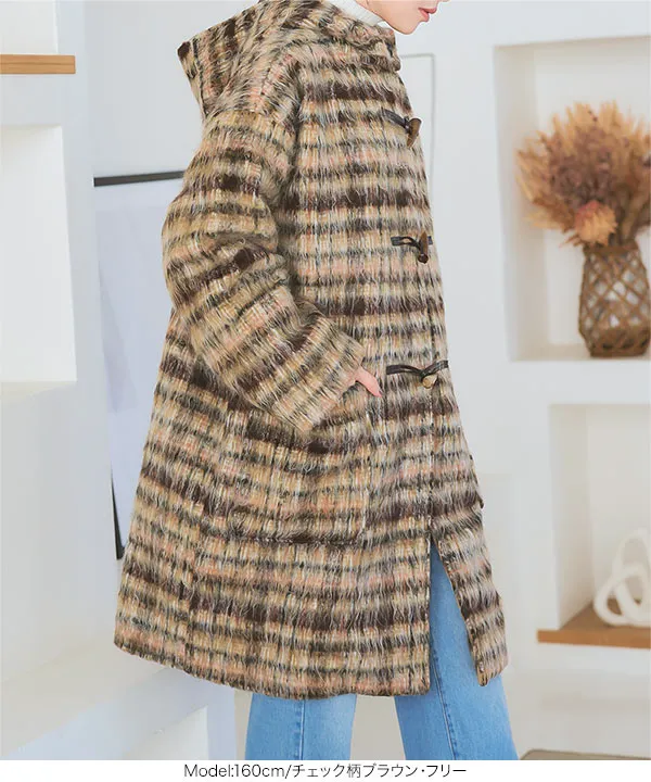 シャギーロングダッフルコート[K1346] - レディースファッション通販