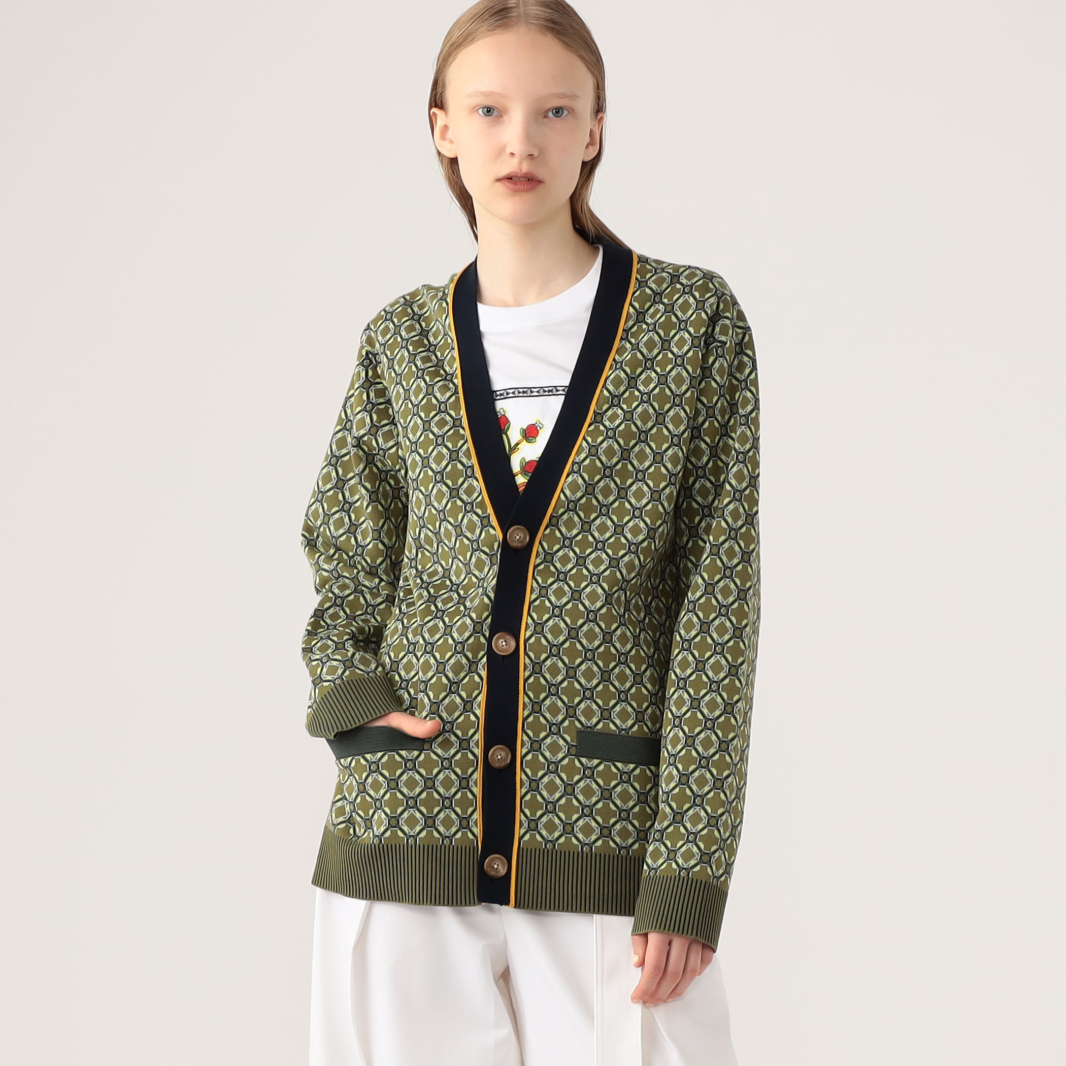 CABaN クロスタイルジャカード Vネックカーディガン｜トゥモローランド