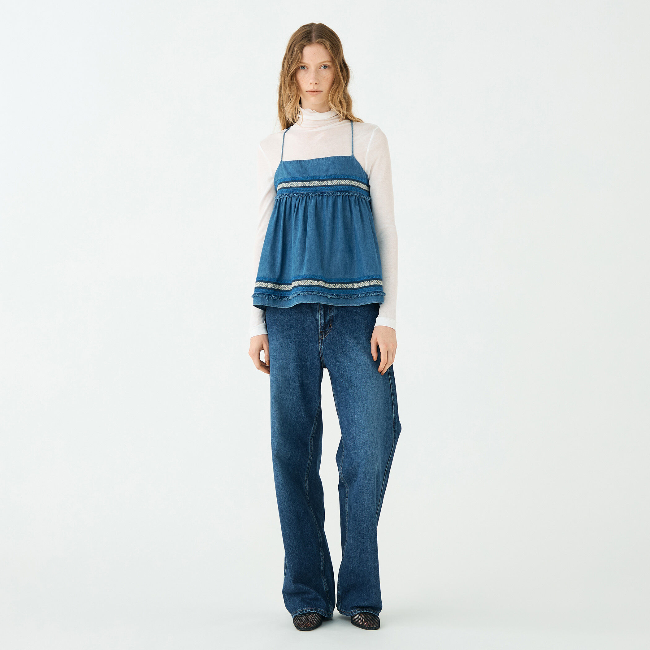 ラインエンブロイダリー ペプラムキャミソール｜トゥモローランド 公式通販