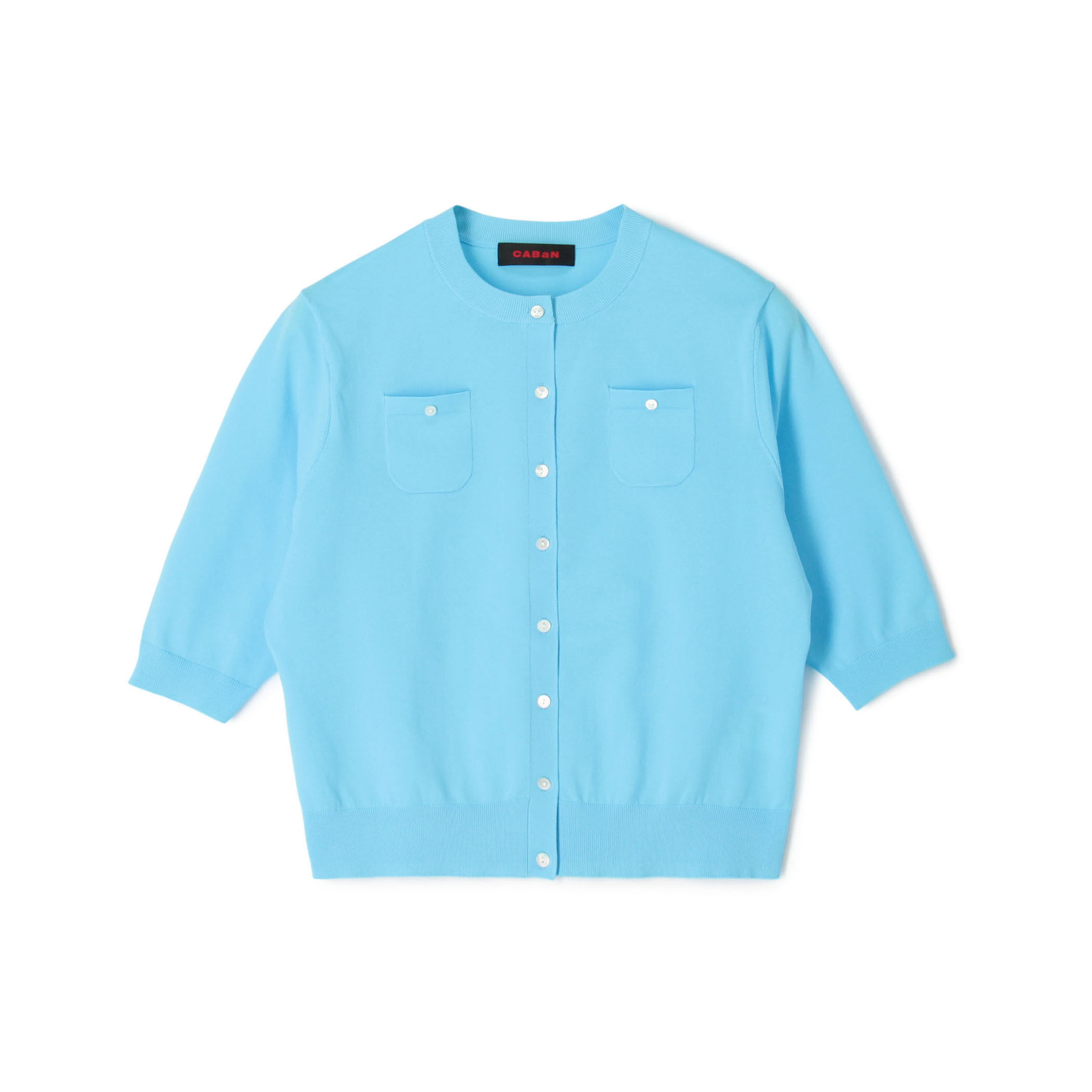 ファインポリエステル ハーフスリーブポケットカーディガン