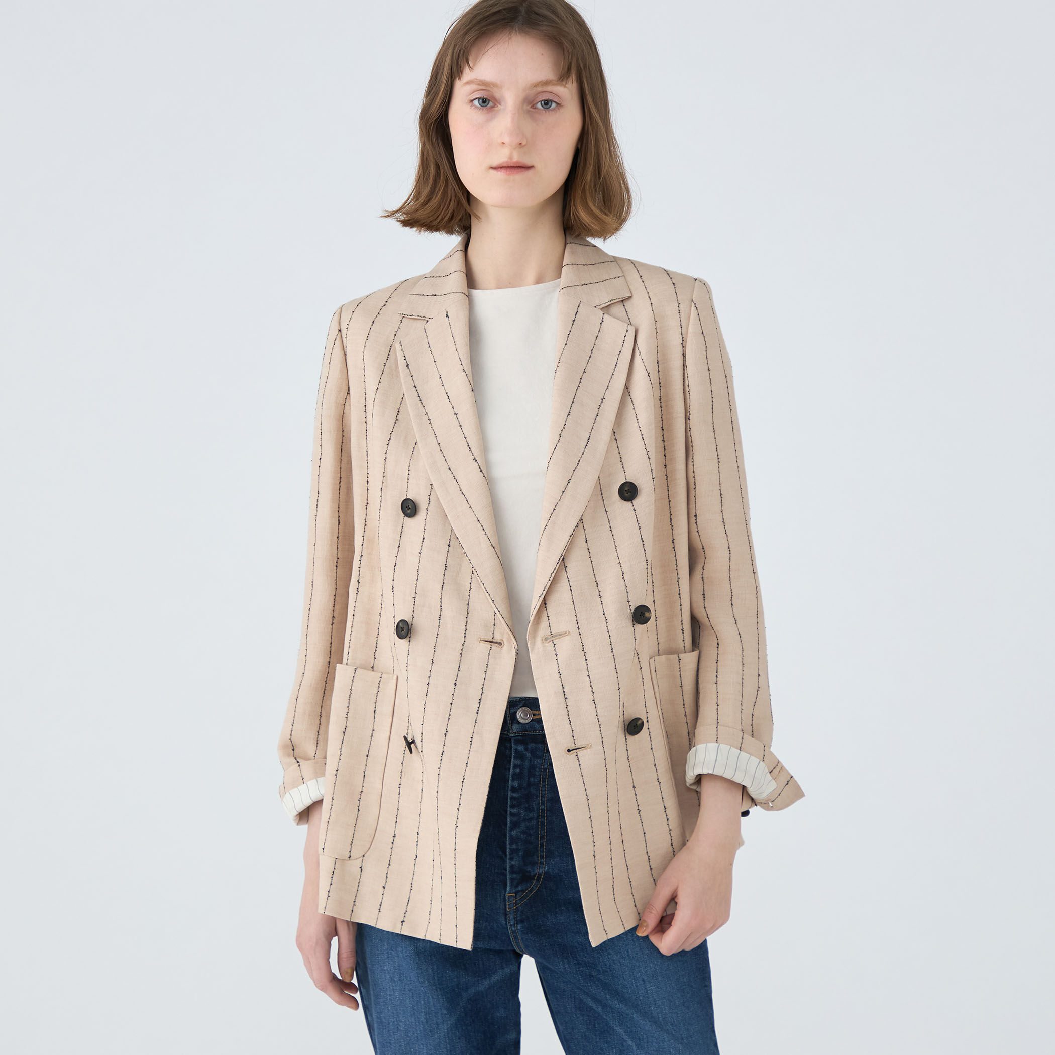 ダブルカバーリネン ダブルブレストジャケット｜トゥモローランド 公式通販