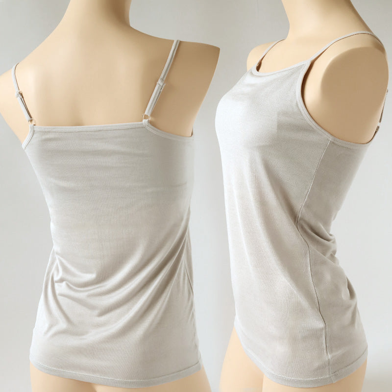 シルク100% キャミソール カップ付き ブラキャミソール M～LL シルク