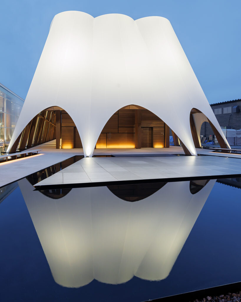 kengo kuma's qatar pavilion in osaka highlights qatari ships and