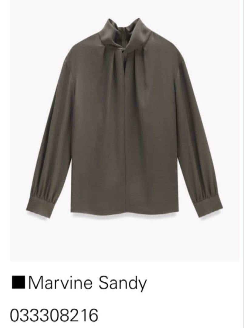 美品 セオリーリュクス 洗えるツイストカラーブラウス ダスティセダー