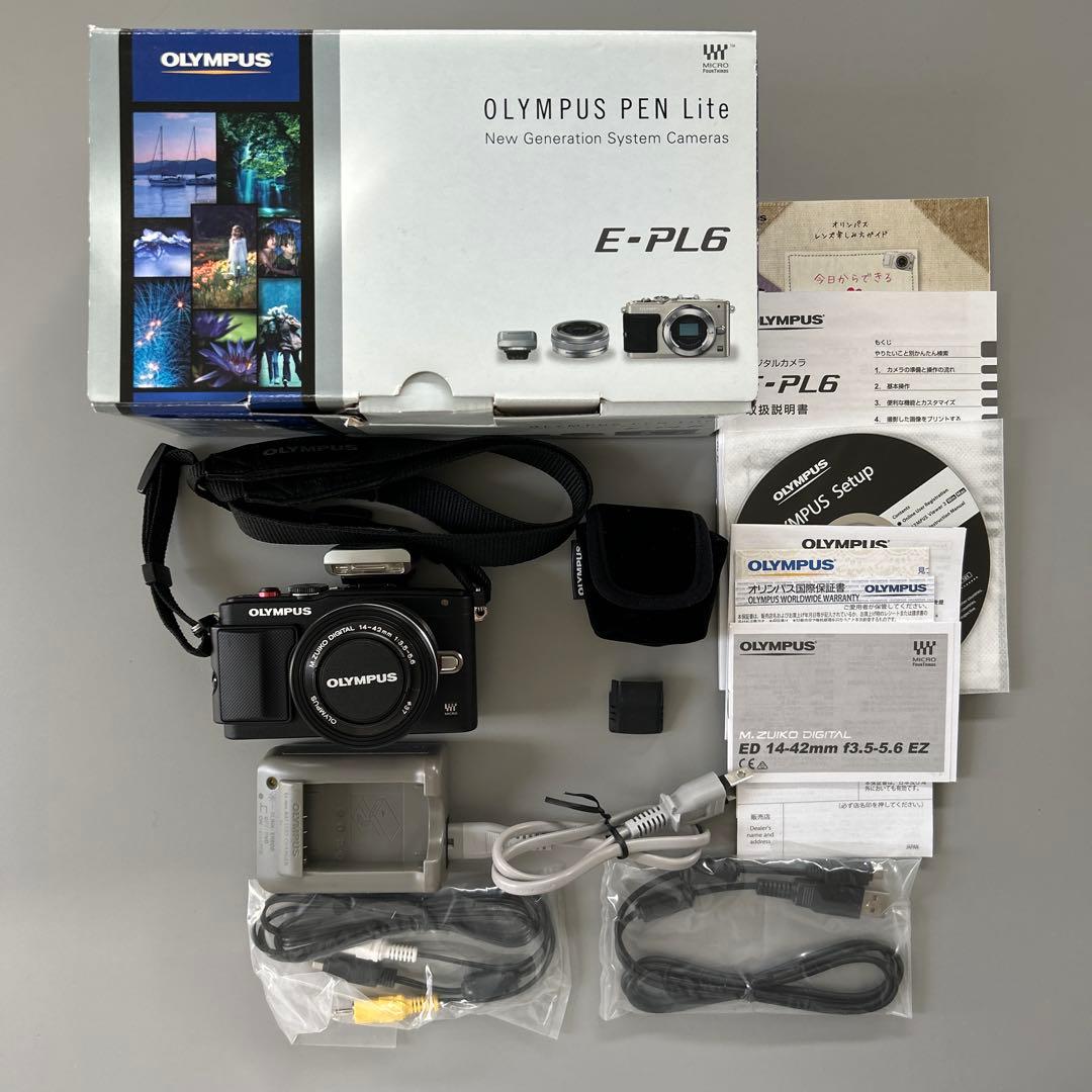 OLYMPUS PEN Lite E-PL6 ミラーレス一眼 ブラック 美品 OLYMPUS PEN オリンパス ミラーレス Lite E-PL6 レンズキット ブラック