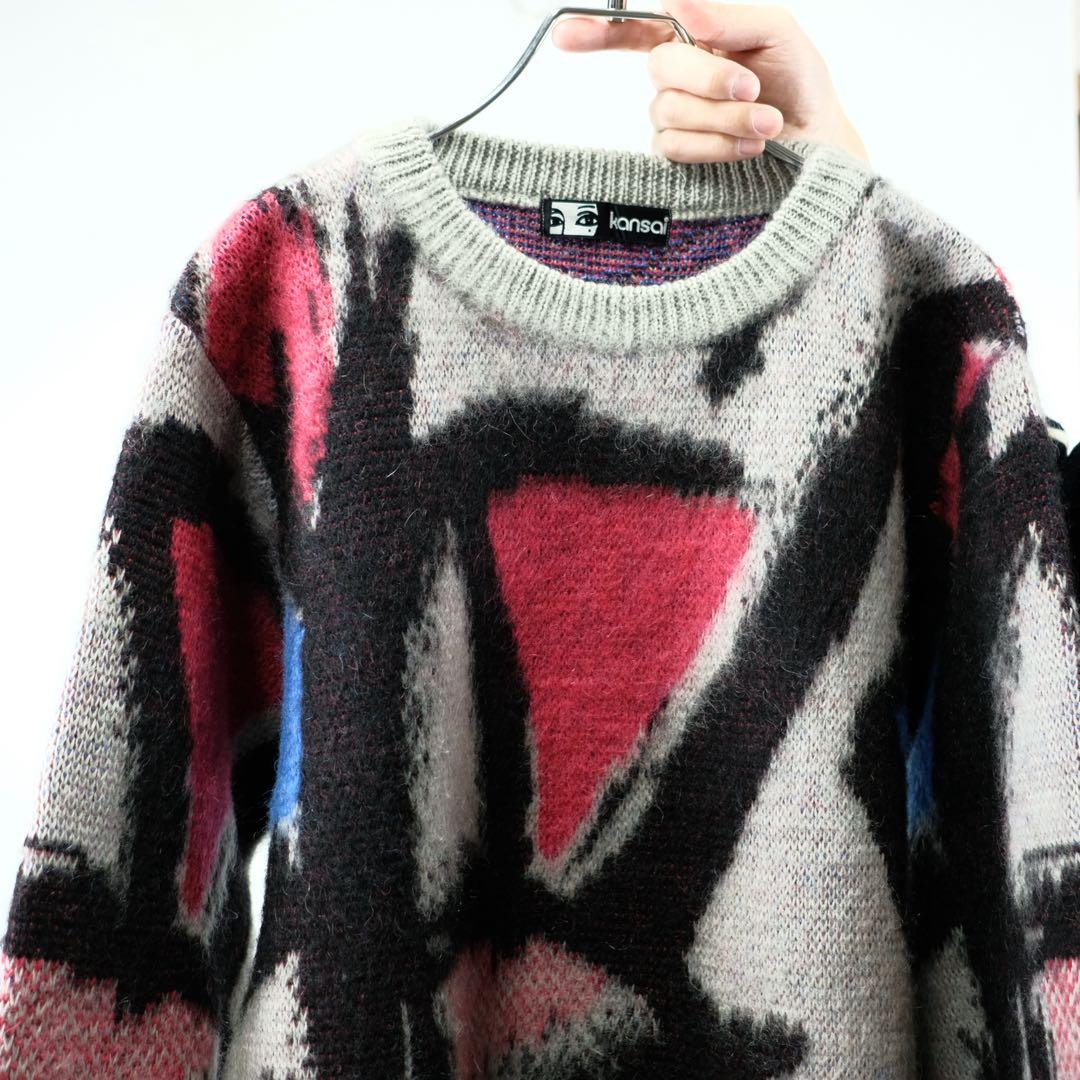 80s 山本寛斎 KANSAI YAMAMOTO 幾何学 ニット アイロゴ - メルカリ