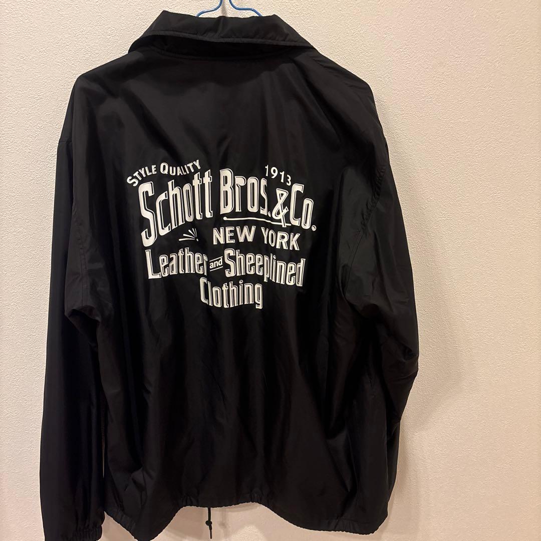 Schott ブラック ナイロン　コーチジャケット　Lサイズ　　ショット Schott N.Y.C（ショット） Schott ナイロン コーチ ジャケット