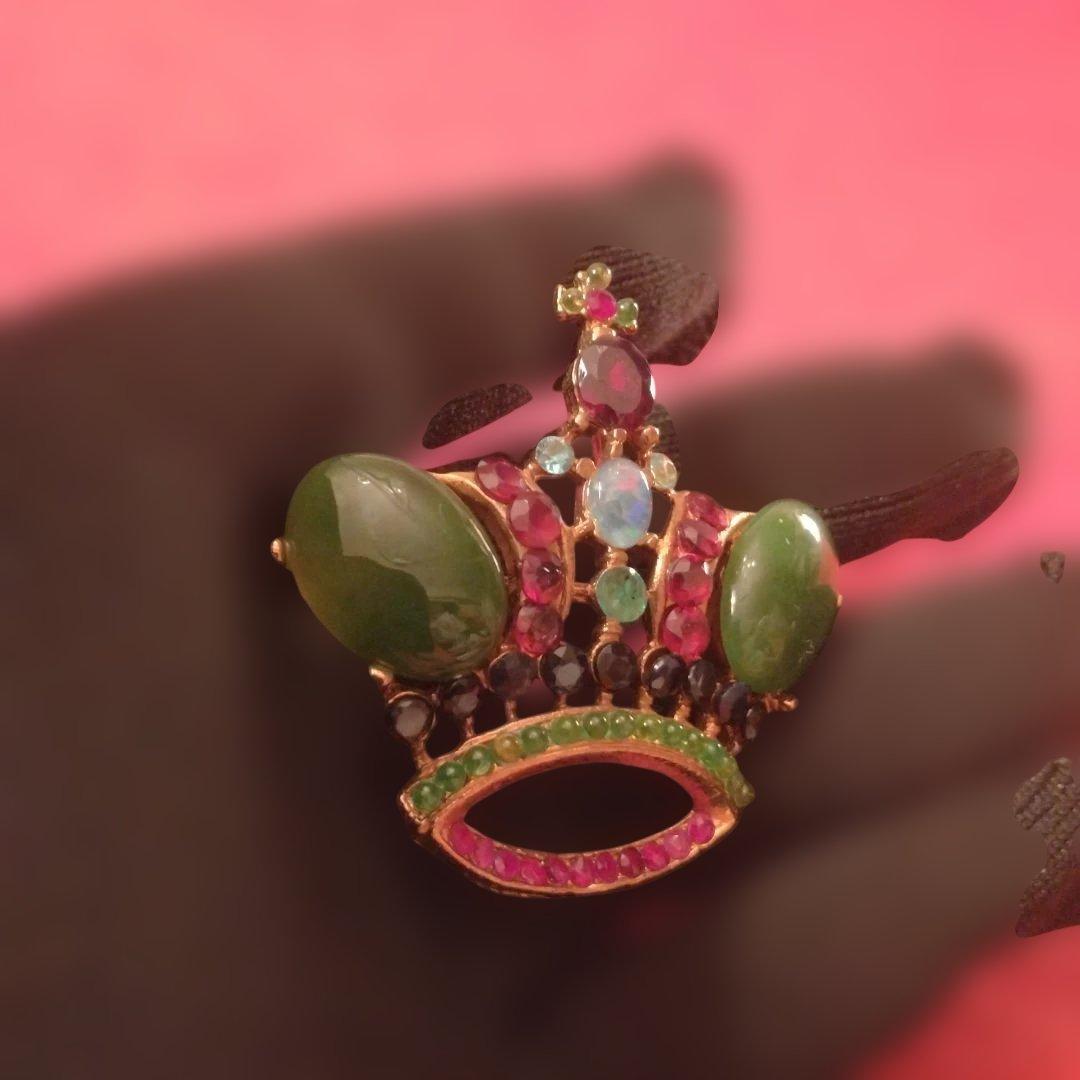 Apfelchen様専用 スワボダ 半貴石ブローチ グリーン系