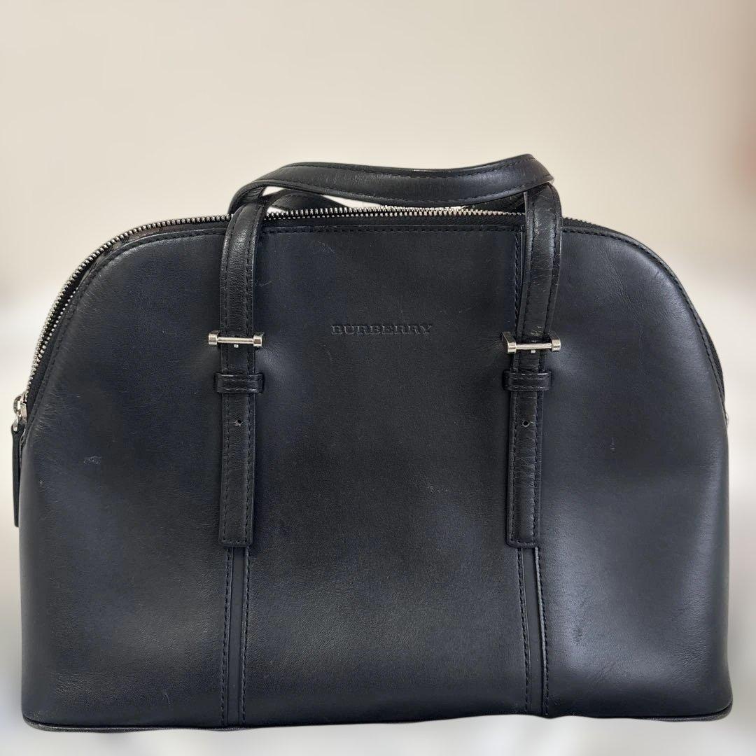 BURBERRY レザー ハンドバッグ バーバリー 革 黒 - メルカリ