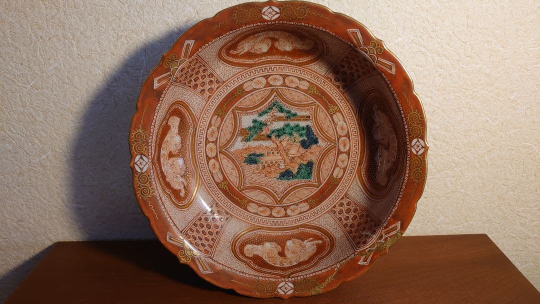 九谷焼 赤絵 宮本屋窯 飯田屋 金彩 龍紋 小紋 角福 江戸期 蔵出し 1客