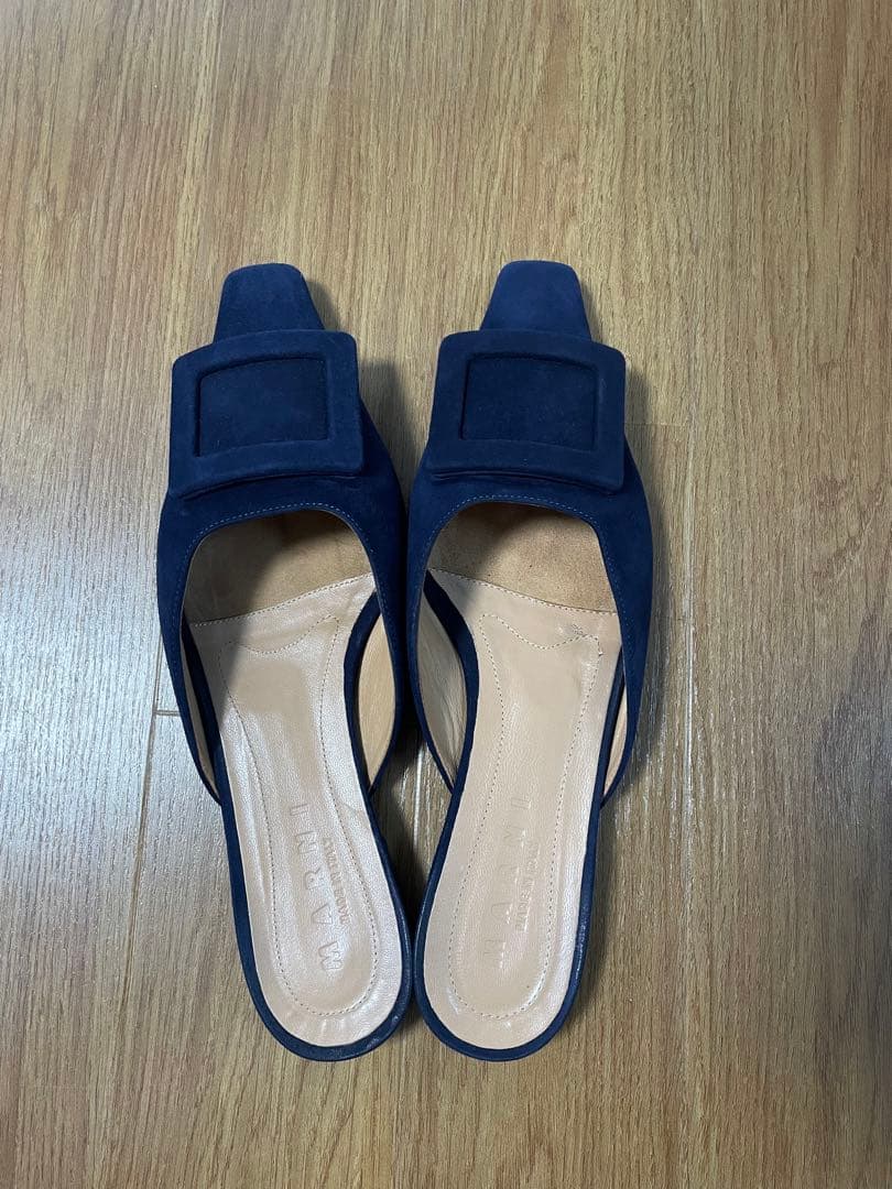 【最終値下げです。美品】MARNI ネイビー　サンダル　ミュール イタリアンシューメーカーズ ITALIAN SHOEMAKERS 厚底ミュールサンダル
