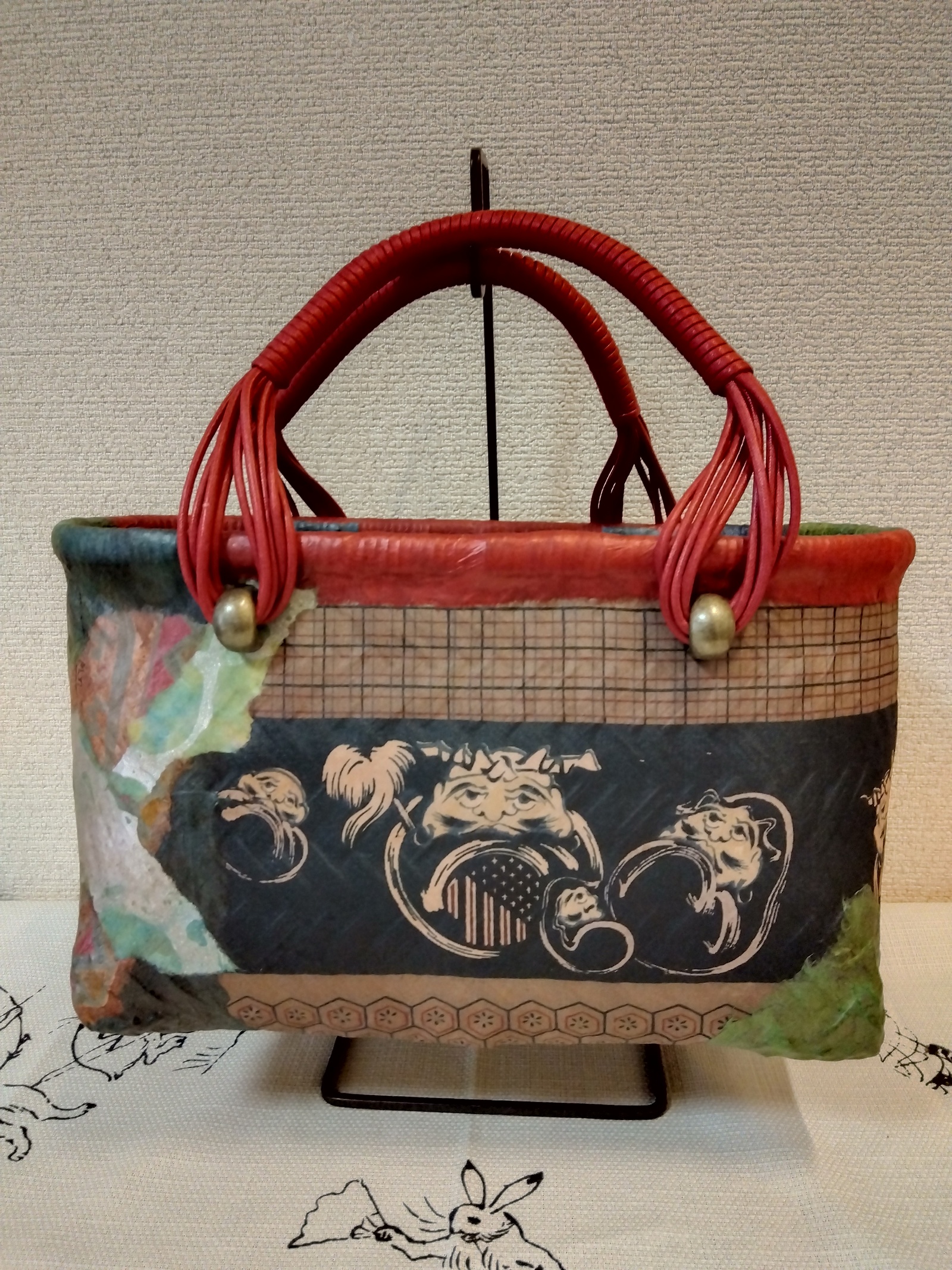 一閑張りかご（風神雷神と古文書・東山和紙） - riego55 | minne byGMO