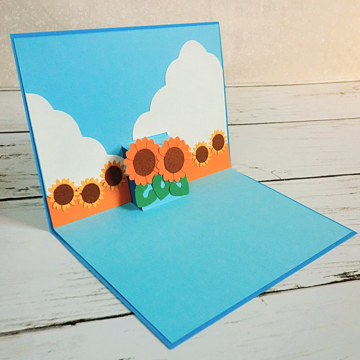 ポップアップカード☆ひまわり畑 夏のカード 暑中見舞い 立体カード