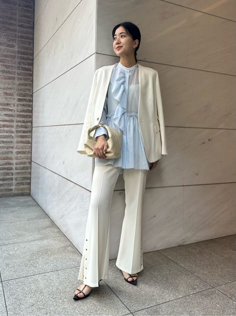 ESTNATION / コットンシルク フリルチュニックブラウス《EXCLUSIVE