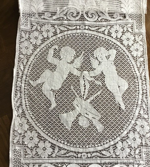 カーテンF)フランス アンティーク フィレレース カーテン 天使